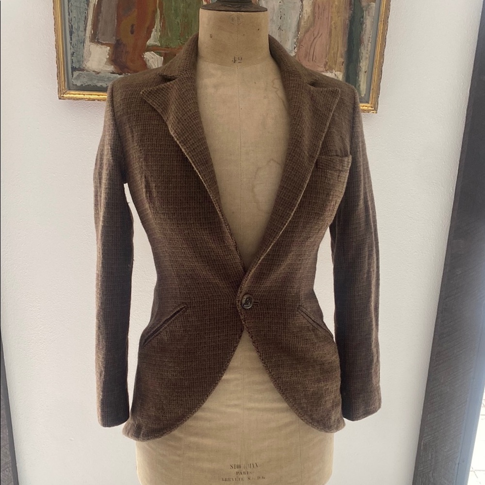 RALPH LAUREN |  VINTAGE 100% WOOL Brown & Burgundy tweed Women's Blazer